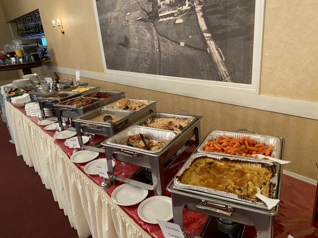 view of catering trays at event